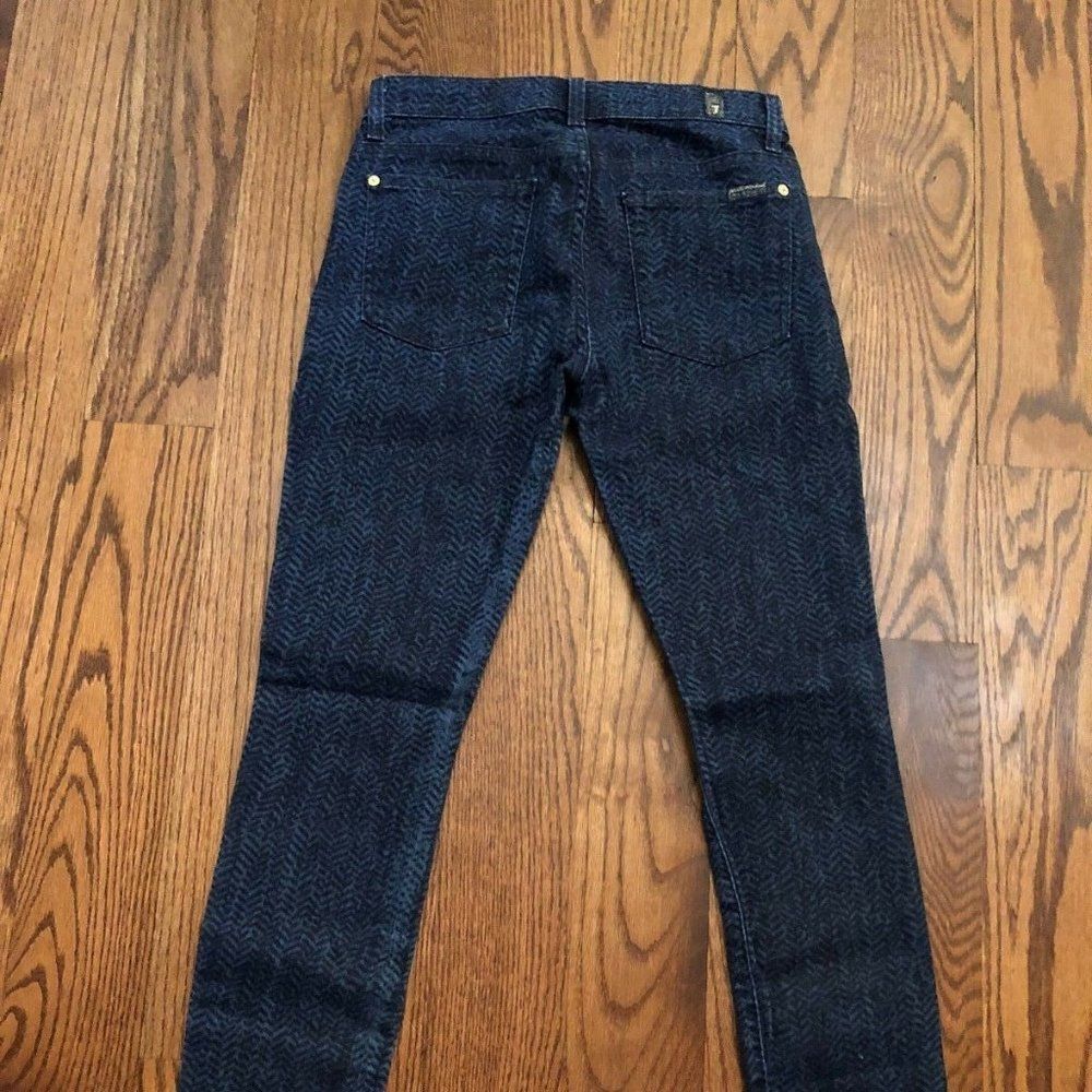 7 For All Mankind Women's Skinny Jeans - Dark Blue Herringbone